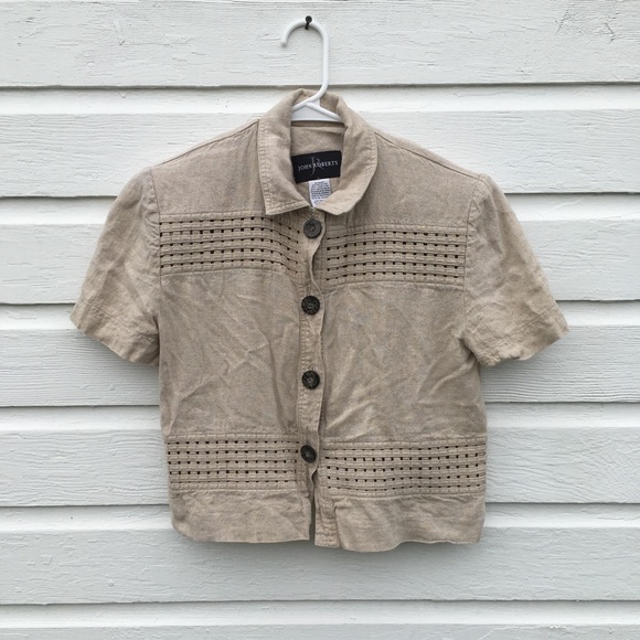 Vintage Tops - Vintage cropped linen blouse Vintage Tops - Vintage cropped linen blouse